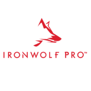 Logo IronWolf Pro z wilkiem w kolorze czerwonym.