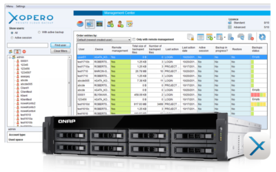 Interfejs programu Xopero na serwerze QNAP.